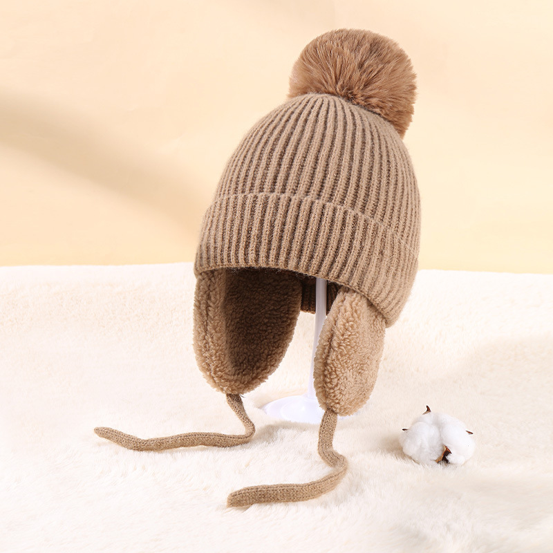 Abbigliamento per bambini Cappello per bambini lavorato a maglia Protezione per le orecchie del bambino e cappello in filo soffice_voghion.com