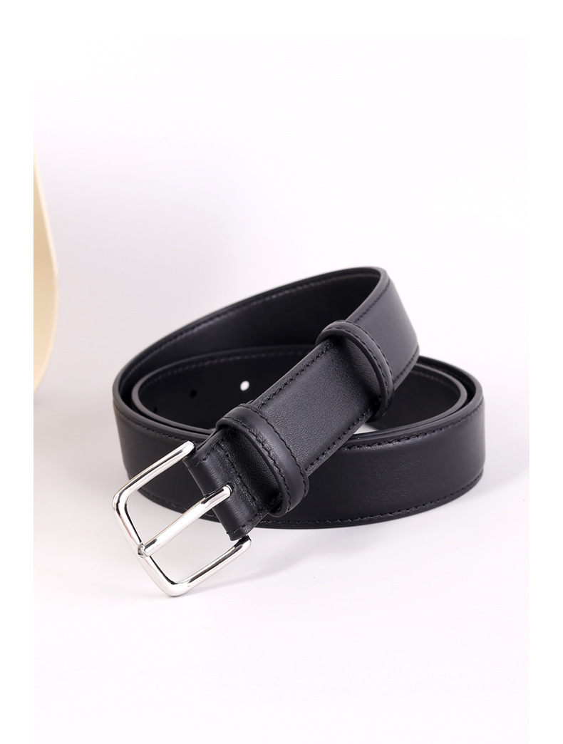 2023 New Hot Selling Top Layer Cowhide Minimalist Gold and Silver Buckle Belt Belt Versatile Narrow Pant Belt_voghion.com