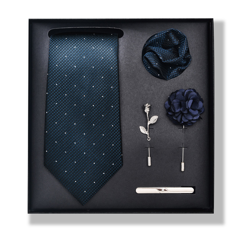 Set da uomo alla moda in tinta unita a righe con anacardi, confezione regalo da 6 pezzi, set con corsetto con fermacravatta e sciarpa quadrata_voghion.com