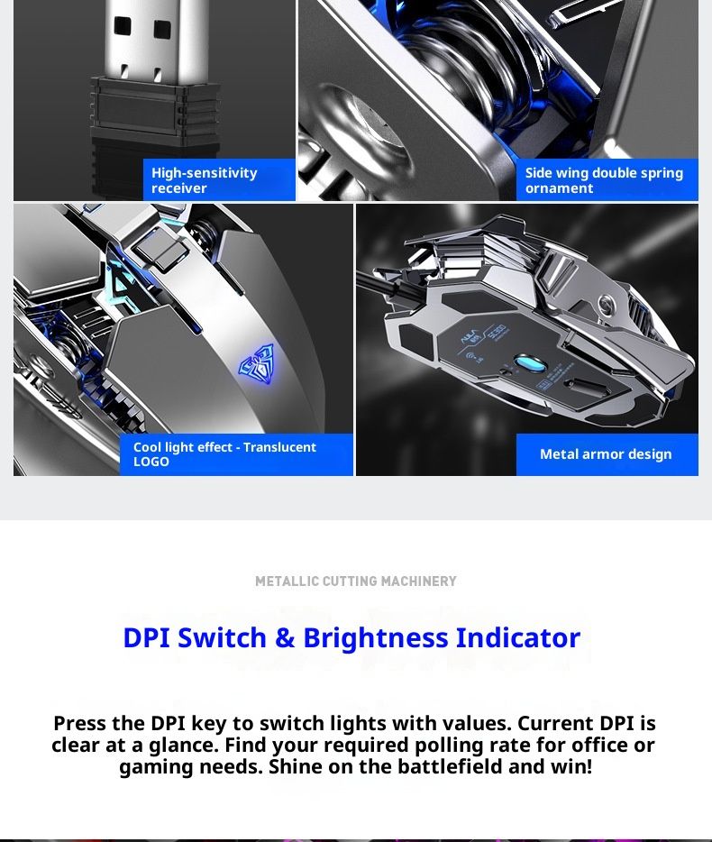 Digitex Digitex Wolf Spider SC300 Wireless Mouse Rechargeable Laptop Desktop Computer Mechanical Metal E-Sports Gaming Cross-Border_voghion.com