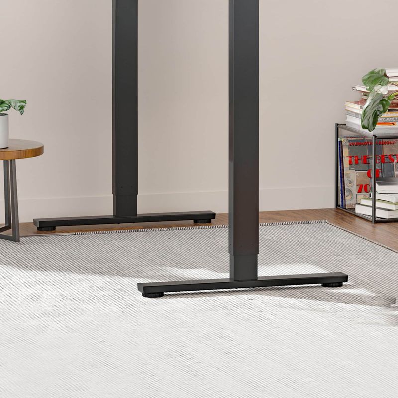 Electric Standing Desk Whole Piece Adjustable Height Desk Home Office Computer Workstation Sit Stand Up Desk (Black Frame + Black Top)_voghion.com
