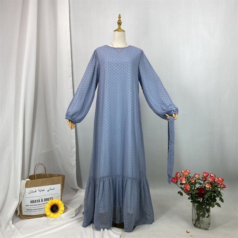 Laatste moderne mode Ruffle Polka islamitische kleding Kaftan met voering Vrouwen moslim Maix Casual jurk Abaya_voghion.com