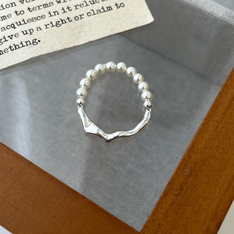 S Pure Silver Shijia Pearl Elastic Live Room Welfare Simple And Gentle Stacked High Grade Sensory Ring_voghion.com