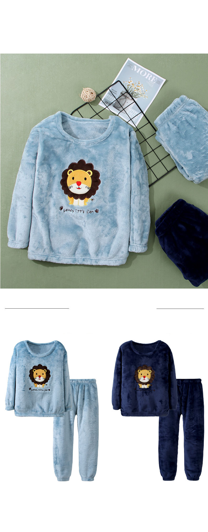 Pijamas de franela para niños, ropa de casa de otoño e invierno, pijamas gruesos de lana para hombres y niñas, invernadero_voghion.com