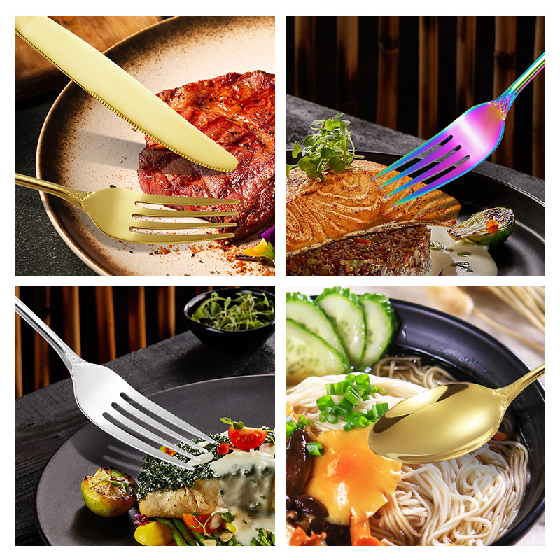 Royal Edelstahl-Set aus Messer, Gabel und Löffel, grenzüberschreitendes 20-teiliges Set für 4 Personen, Retro-Steakmesser mit Hohlrelief, europäischer Stil_voghion.com