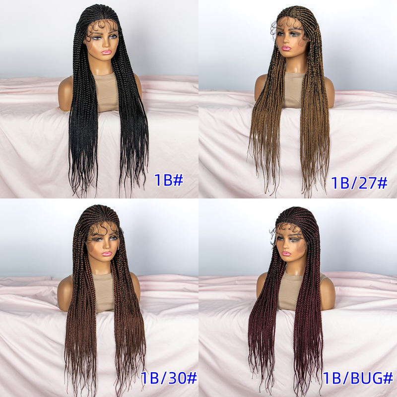 9*6 front lace braid wig head set 200% density hand woven braid head set full head thin braid separated from the middle shape natural fashion_voghion.com
