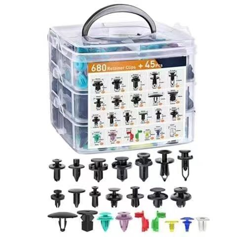 Clip de fixation pour voiture, attache en plastique, boucle de voiture, 19 types, 725 pièces_voghion.com