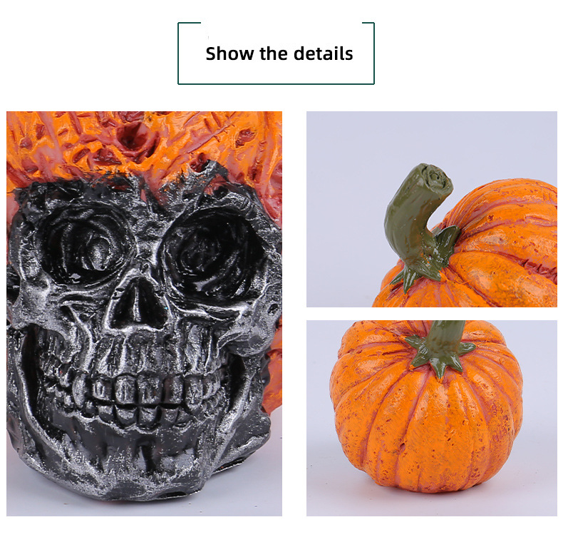 Halloween skull resin ornaments holiday secret room horror pumpkin hat skull decoration layout crafts_voghion.com