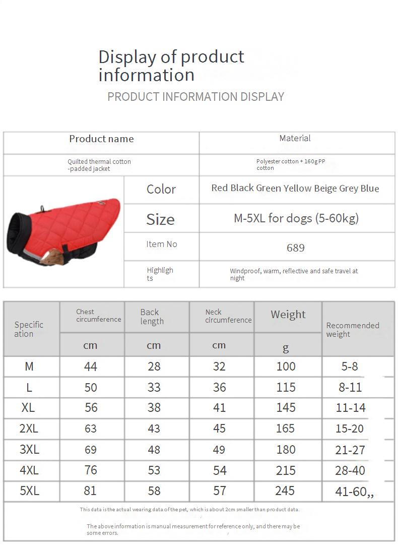 New autumn and winter dog clothes warm reflective dog clothes thick cotton vest dog cotton coat pet clothes_voghion.com