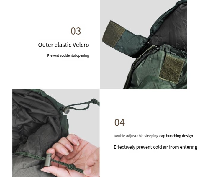 Schlafsack für Outdoor-Campingausflüge Extra dick und warm für Erwachsene Armeegrün Mumien-Campingschlafsack_voghion.com