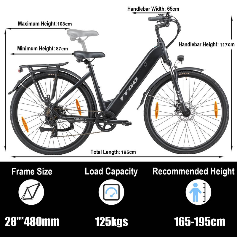 TTGOEBIKE 28 Zoll E-Bike Elektro Fat Tire E-Mountainbike, 36V20AH E Fahrrad Trekking\/City Pedelec Für Damen Und Herren_voghion.com