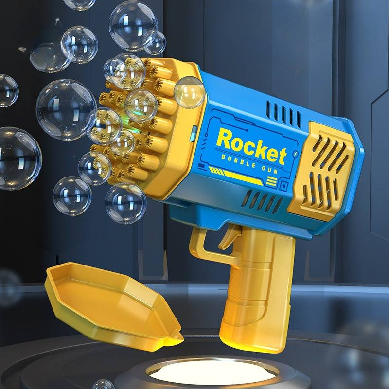 Husholdningsvandpistol 40 hullers boblemaskine fuldautomatisk lysende bazooka bobleblæser stort lys udendørs_voghion.com