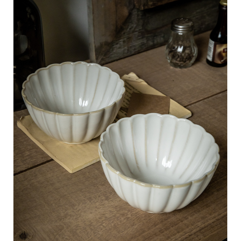 Super Beautiful Lace Bowl 4.5 Inch Bowl Relief Ceramic Rice Bowl Retro Kiln Change Small Bowl High Value Porridge Bowl_voghion.com