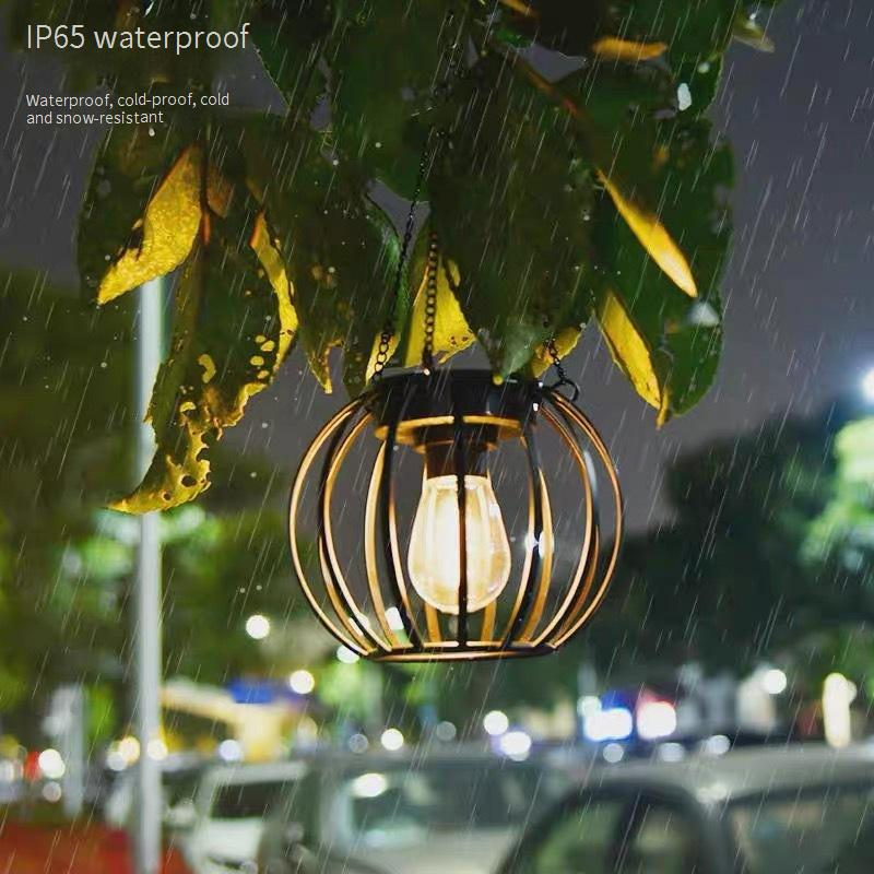 Solar-Laterne aus Schmiedeeisen – Hängeleuchte im Vintage-Blumenkäfig-Design für Garten und Terrasse (IP65 wasserdicht von der Dämmerung bis zum Morgengrauen, warmweiße LED, CE-zertifiziert)_voghion.com