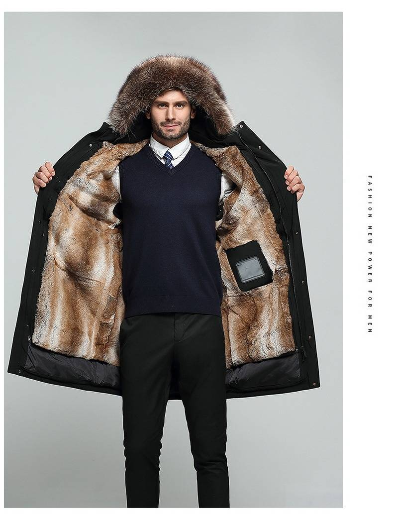 Parka invernale da uomo con fodera in pelliccia di visone staccabile – Giacca impermeabile in piumino d'oca per freddo estremo (-30°C), cappotto oversize con cappuccio e multitasche_voghion.com
