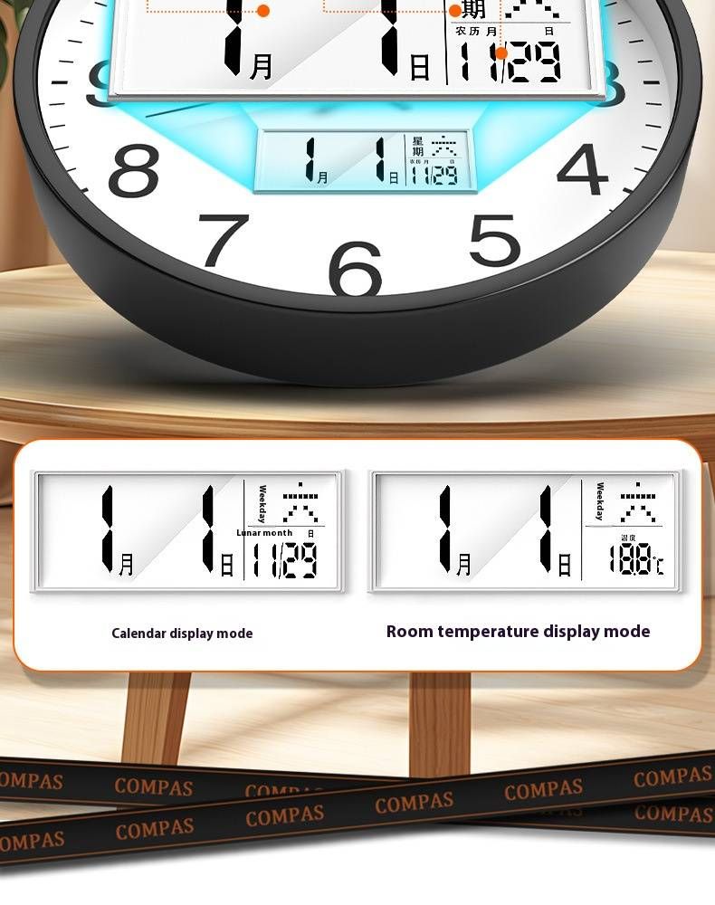 14" Silent Sweep Wandklok – Modern Scandinavisch Design met Mechanisch Uurwerk, Batterijgevoed (10 Kleuropties, Inclusief Haakje en Batterij)_voghion.com