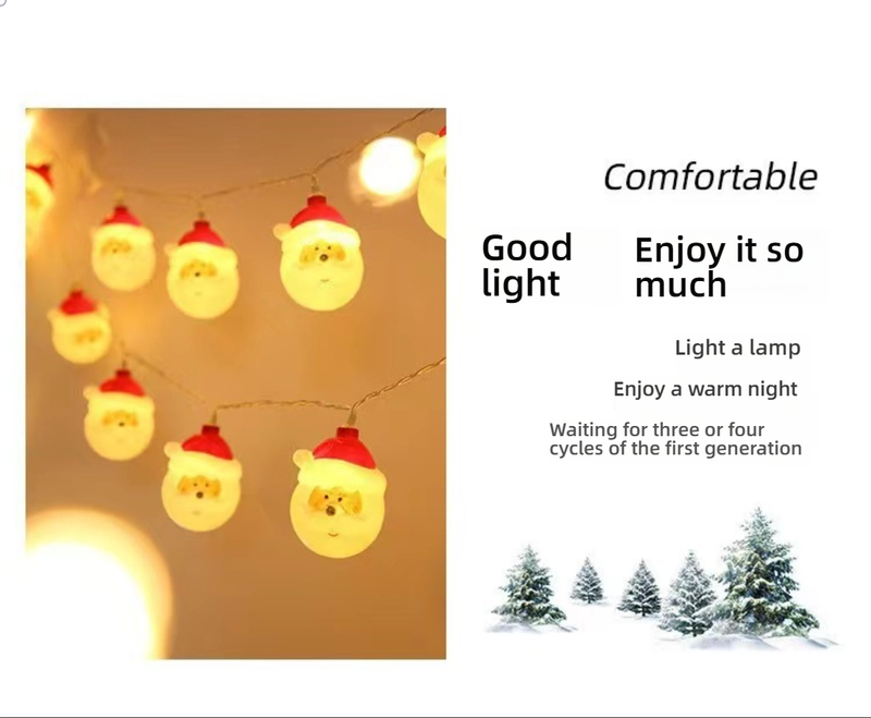"Catena di luci natalizie a LED con figure di Babbo Natale e pupazzo di neve - Decorazione natalizia a batteria per uso interno/esterno"_voghion.com