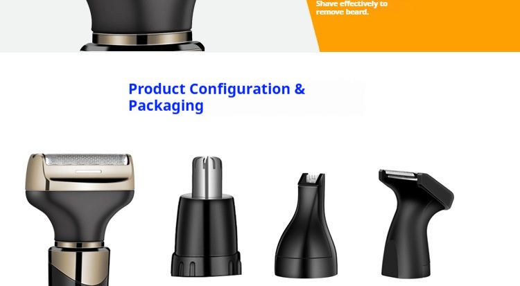 Kit per la cura della pelle 4 in 1 ricaricabile tramite USB: rasoio elettrico, rifinitore per peli del naso, rifinitore per barba e basette, impermeabile e adatto ai viaggi_voghion.com