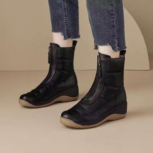 Neue, warm gefütterte Damen-Schneestiefel mit dicken Sohlen für Herbst/Winter 2025, Damenschuhe mit weichen Sohlen, kurze Stiefel_voghion.com