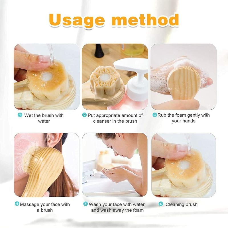 Weiche Borsten Gesichtsreinigungsbürstenwäscher für Gesichtspeeling-Holzgriff_voghion.com