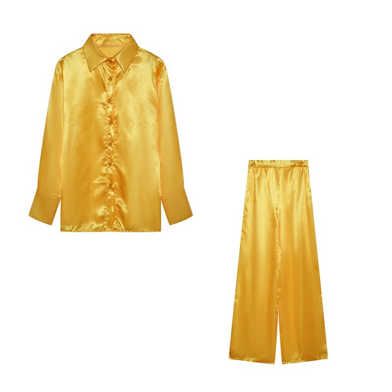 Completo casual alla moda in raso da donna - Elegante abito ampio a maniche lunghe per l'uso quotidiano Abbigliamento da donna_voghion.com