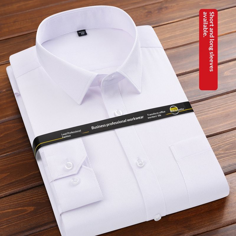 Chemise blanche à manches longues unie pour homme, collection printemps-automne haut de gamme Cove, vêtements de travail professionnels pour femmes et hommes._voghion.com