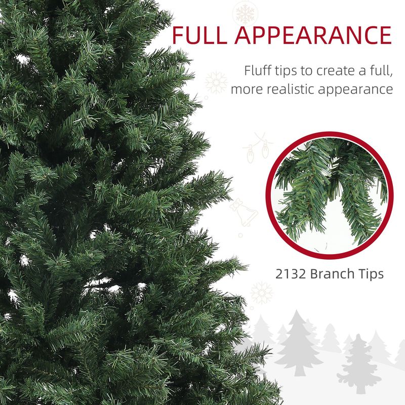 9ft Artificial Christmas Tree, Xmas Tree With 2132 Branch Tips, Auto Open, Holiday Décor With Steel Base For Home Office, Green_voghion.com