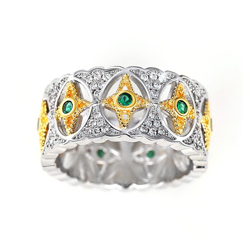 Cao Shi Palace Stijl Dubbele Kleur Franse Middeleeuwse Ster Maan Bloem Holle Kant Klassieke Ring_voghion.com