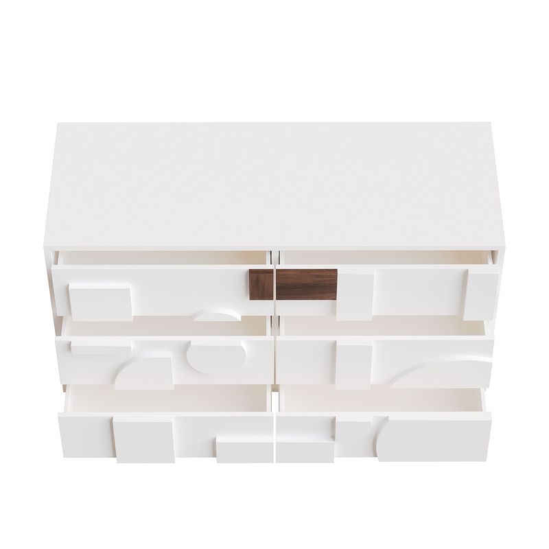 Credenza Weiß Mit Geometrischen Türen, funzione Push-to-Pop, Massivholzbeine_voghion.com