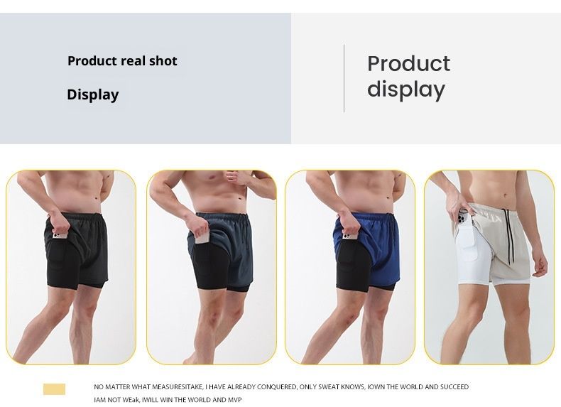 RenMou Men's Sports Running Marathon Track Loose Three-Quarter Quick-Dry Inner Lining Anti-Exposure Double-Layer Fitness Shorts_voghion.com