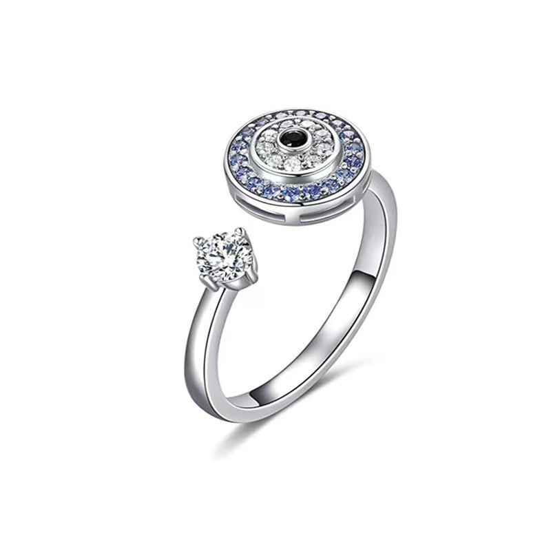 Foreign Trade European and American High-grade Sense Rotating Ring Relieving Pressure Copper Micro-inlaid Butterfly Flower Ring Rotating Ring_voghion.com