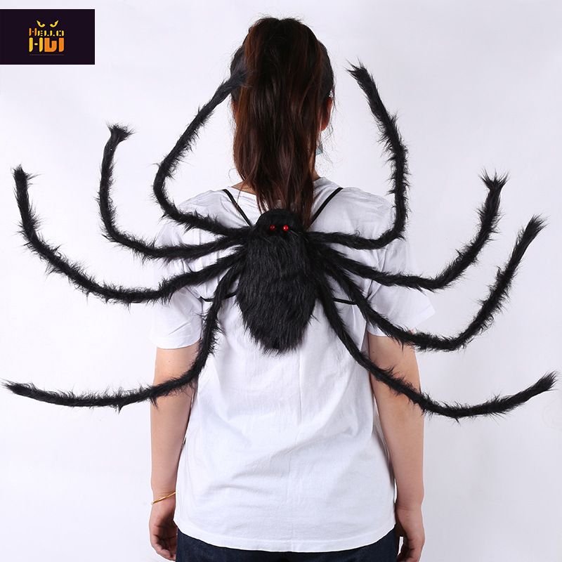 Accessoire de déguisement d'araignée géante et effrayante - Décoration effrayante pour fête d'Halloween, araignée colorée à sangle pour cosplay et farces_voghion.com