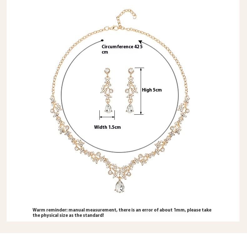 Conjunto de dos piezas de collar y pendientes de novia coreana para mujer, colgante corto en forma de gota y cadena de clavícula versátil_voghion.com