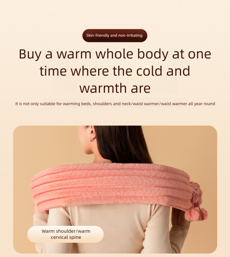 Extra Long Plush Hot Water Bottle, Large Capacity Explosion-Proof Warmer For Bed, Winter Thickened Comfort For Cramps_voghion.com
