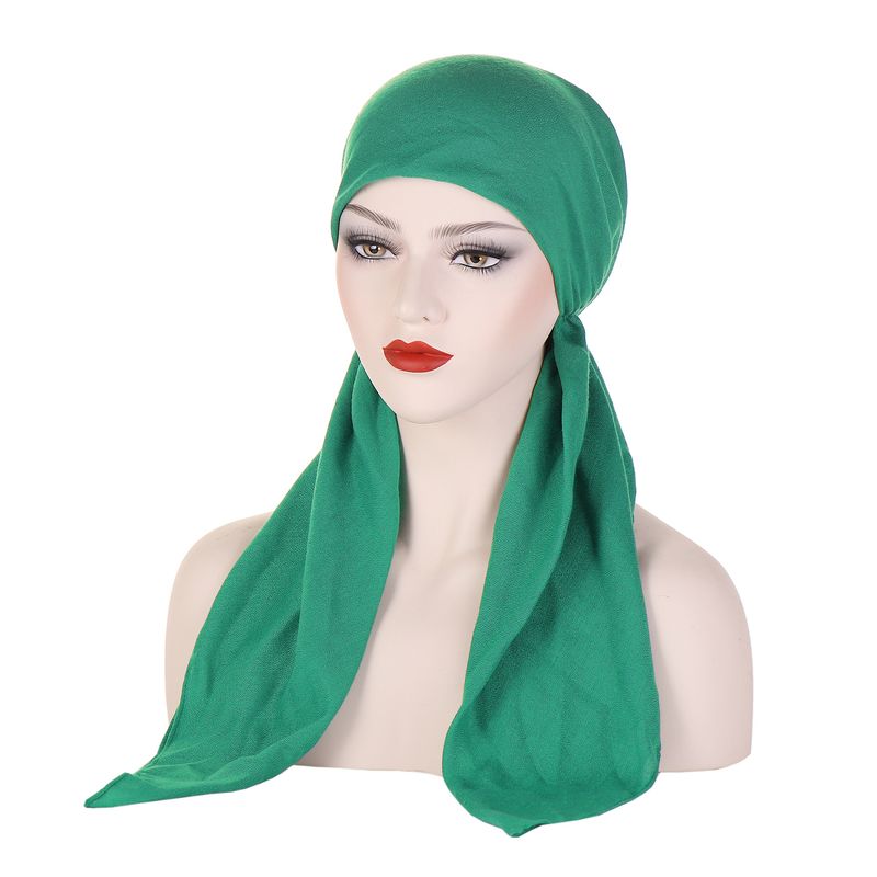Cappello turbante in cotone e lino tinta unita, versatile cappello a coda lunga curvo quotidiano da donna in tutte le stagioni_voghion.com