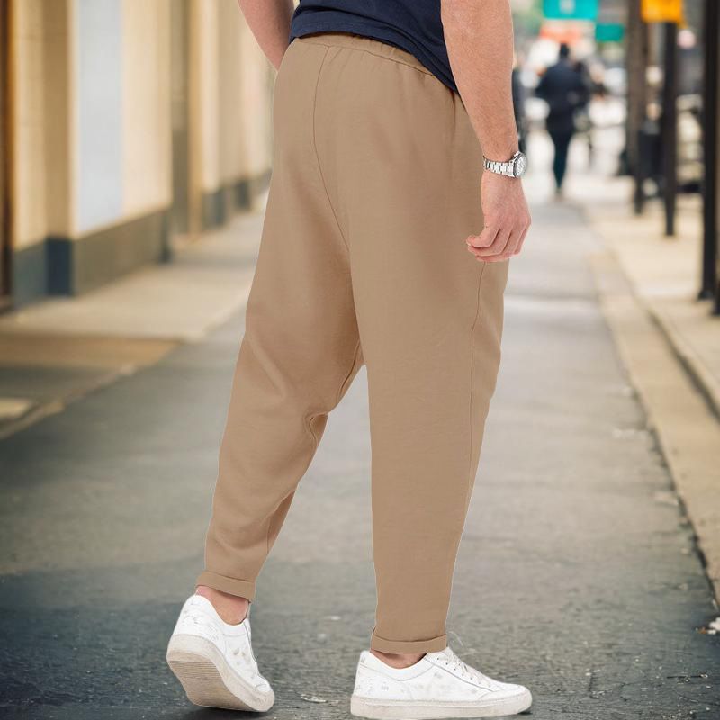 New men's sports casual trendy and fashionable, solid color, Haren pants, hanging style, plus size pants for men_voghion.com