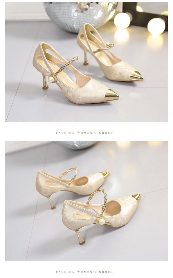 Nuove scarpe col tacco alto a punta cinesi in stile nazionale per l'estate 2025, con tacco sottile e un tocco di lusso. Baotou da donna_voghion.com