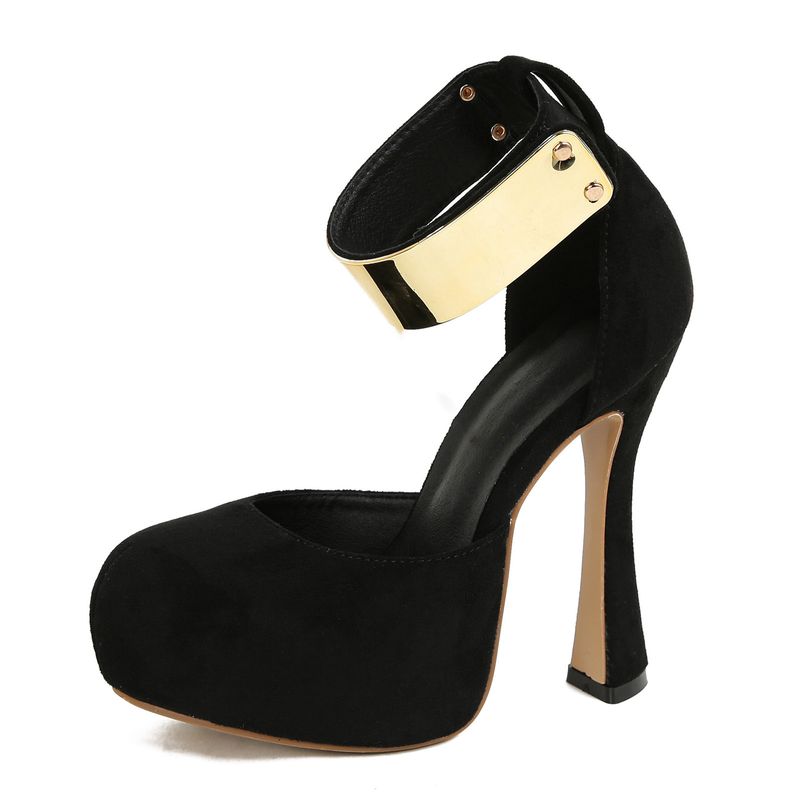 Women's Shoes Heels Clothing Tops Women's Fashion 16cm High Heels Women's Shoes Sexy Black Waterproof Platform One Strap High Heels_voghion.com