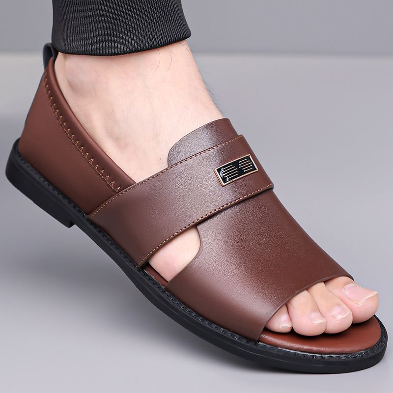 2025 Summer New Men's Breathable Roman Flat Driving Sandals Fashionable Casual Daily Comfortable_voghion.com