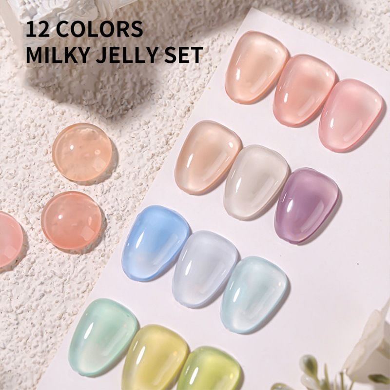 12 kolorów mlecznej galaretki z serii New Clear Solid Summer Ice Transparent Color Gel_voghion.com