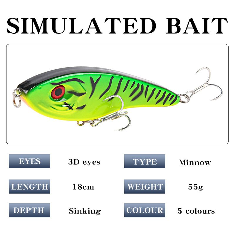 Havsfiske Tungt Sjunkande Plastringpärlor Hårt Bete VIB Förstärkt Blood Groove Dubbelkrok 15cm55g Attack Havsabborre_voghion.com