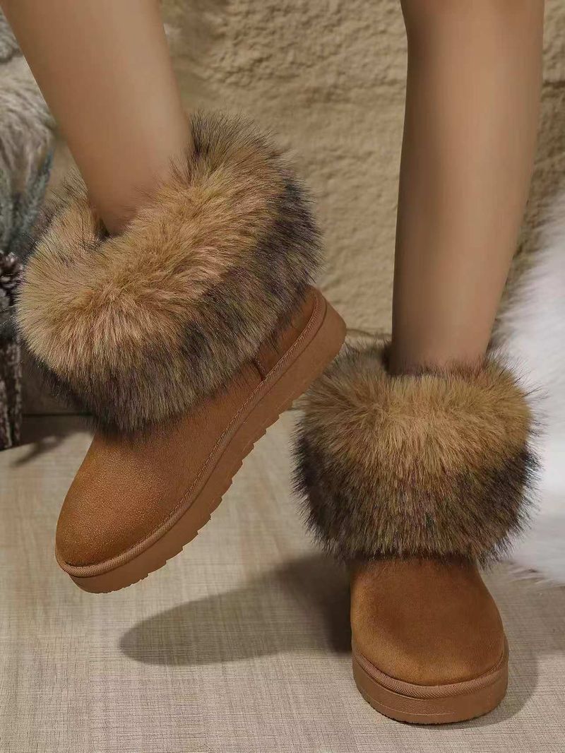 Cizme de zăpadă mărime mare, pantofi de damă din bumbac cu fleece gros, cizme casual și calde din blană pentru exterior_voghion.com