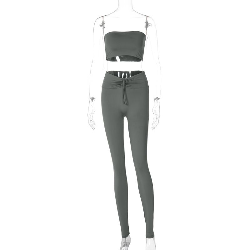 Kadın giyim 2024 ilkbahar/yaz yeni ürün moda sokak fotoğrafçılığı askısız üst slim fit bağcıklı küçük bacak_voghion.com