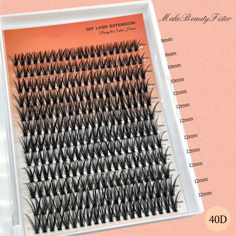 12-Pack Self-Application Cluster Lashes - 30D/40D Mixed Volume (Segment Style, Hot Melt Technology, High-Capacity, Fluffy & Bold Look)_voghion.com