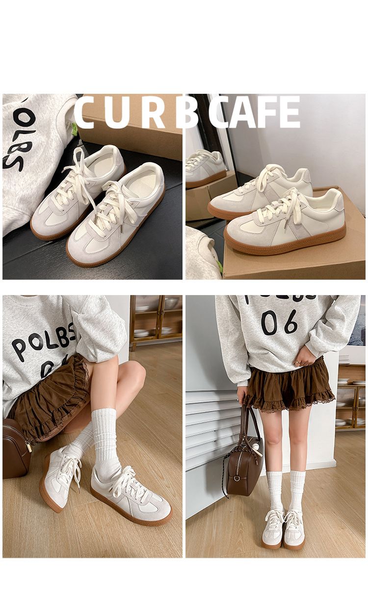 Women's Shoes Spring Retro Round Toe Colorblock Casual Sneakers Lace Up German Training White Shoes Women Spring And Autumn_voghion.com