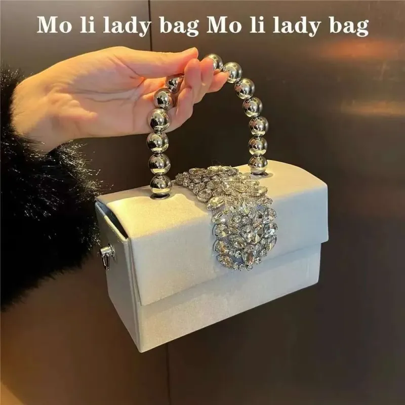 Borsa a mano da donna in raso, con cristalli quadrati e brillanti, con strass, da sera, per matrimonio, festa, pochette, borsa a tracolla_voghion.com