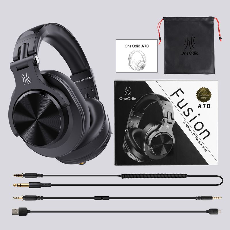 Oneo dio A70 Fusion Wired + Wireless Bluetooth 5.2 Headphones For Phone With Mic Over Ear Studio DJ Headphone Recording Headset_voghion.com