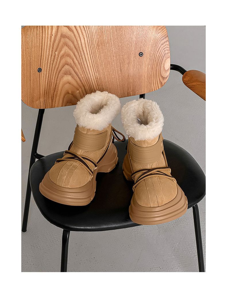Buffny Couple's Winter Boots - Platform Slip-On Snow Shoes With Faux Fur Lining, Waterproof & Slip-Resistant Rubber Sole_voghion.com