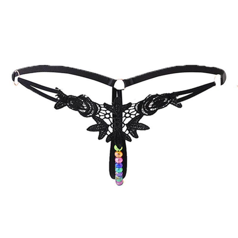 String 2025d pour femme, sous-vêtement sexy transparent et ajustable avec perles colorées et dos en T_voghion.com