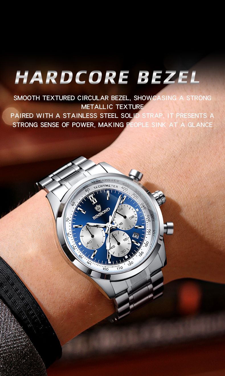 BINBOND Luxury Men Quartz Watches Stainless Steel Waterproof Luminous Automatic Date Wristwatch Fashion Business Timer Men Watch_voghion.com